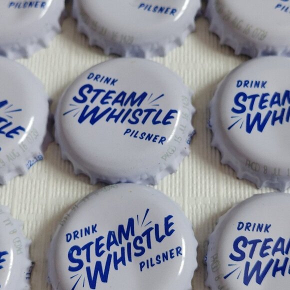 Retro Steam Whistle Beer Bottle Caps Drink Steam Whistle LOT of 20 - Picture 2 of 3